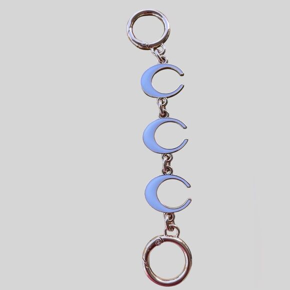 Purse Extension Blue Half Moon Silver Metal Chain Replacement Keychain C - Picture 2 of 4